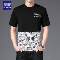 罗蒙（ROMON）T恤男短袖T恤打底衫短袖情侣宽松刺绣字母动漫
