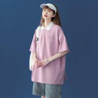 罗蒙夏款 中性风潮流印花情侣翻领POLO衫短袖T恤