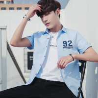 罗蒙（ROMON）夏印花外套短袖衬衫男外套衬衫男士短袖2021夏季新款休闲潮流港风宽松衬衣