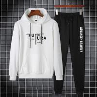 罗蒙（ROMON）2021年新款印花卫衣套装潮流百搭春秋款长袖休闲运动两件套