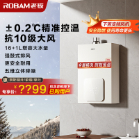 老板(ROBAM)燃气热水器 水气双调 智能恒温 防风防冻16L制水量 燃气壁挂炉 HD660A-16L