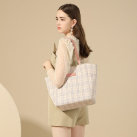 马克华菲单肩包女包包简约千鸟格手提包大容量托特包女