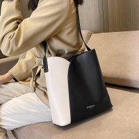 马克华菲大容量撞色单肩母包牛皮包包女不规则托特包女