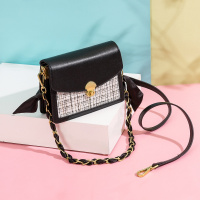 马克华菲单肩包女斜挎包编织小方包女百搭优雅链条丝巾女包