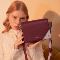 马克华菲时尚小方包斜挎包女式牛皮包包女单肩包风琴包女