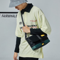 马克华菲潮流百搭款单肩包斜挎包男宽肩带撞色邮差包休闲包包