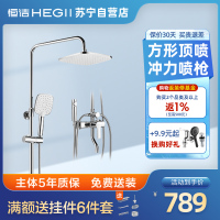 恒洁(HEGII)淋浴花洒套装 精铜主体冷热出水龙头独立喷枪手持花洒头方形花洒HMF916-333C
