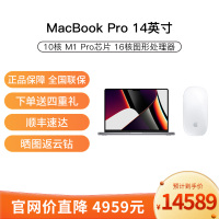[鼠标套装]2021 新品 Apple MacBook Pro 14英寸 笔记本电脑 轻薄本 M1 Pro芯片 16GB+1TB 灰色 MKGQ3CH/A+白色妙控鼠标