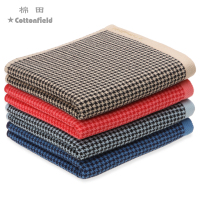 棉田 新千鸟格 男士毛巾 柔软吸水耐用面巾 情侣款M21011
