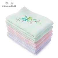 棉田花语纱布小毛巾女刺绣全棉柔软吸水洗脸擦手方巾F2409