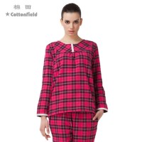 棉田专柜 黑客帝国女士家居服毛巾布 圆领薄款套装