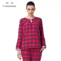 棉田专柜 黑客帝国女士家居服毛巾布 圆领薄款套装