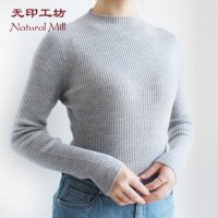 无印工坊 秋冬时尚小高领修身羊毛针织衫T恤 3D立体编织针织长袖