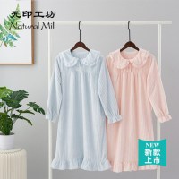无印工坊法兰绒女士睡裙柔软温暖不易起球粉色荷叶边 NMJJF7711-W165