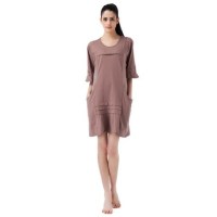无印工坊 女士夏款针织家居 素色中袖长睡裙家居服WH13-N085301