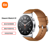 [官方旗舰店]小米XIAOMI WATCH S1 流光银 棕色真皮表带 智能手表 无线充电 精准定位 血氧心率 棕色真皮表带