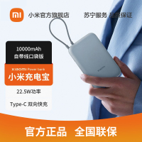 [官方旗舰店]小米自带线充电宝10000mAh 口袋版小巧便携迷你移动电源随身充22.5w双向快充安卓苹果通用 灰蓝色