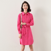 夏季新款高端连衣裙女韩版简约中袖设计感小众衬衫裙风衣