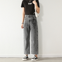 开叉牛仔裤女夏薄款新款高腰显瘦直筒宽松垂感微喇叭阔腿裤子