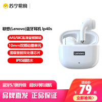 新品 联想(lenovo) 蓝牙耳机真无线降噪音乐耳机lp40s舒适升级款 新增耳套更舒适