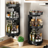 优勤厨房调味品置物架壁挂式多功能台面旋转调料架转角油盐酱醋收纳架