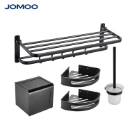 九牧 JOMOO 优质铝浴室置物架挂件套餐 黑色卫生间毛巾架壁挂式 五件套 9394155-LE-1