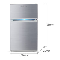 万宝(Wanbao)双门冰箱101升家用两门迷你小型电冰箱冷藏冷冻节能省电低音宿舍租房小巧实用 拉丝银BCD-101D