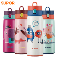 苏泊尔(SUPOR)儿童保温杯大容量便携提手长效保温可爱童趣卡通水杯青少年宝宝男女学生通用304不锈钢水壶KC38BQ5