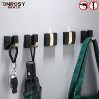 欧娅诗 免打孔隐形挂衣钩门后折叠挂钩强力粘胶浴室卫生间黑色衣帽钩单个置物架