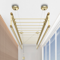 金贵夫人升降晾衣架阳台手摇晾衣杆双杆式室内自动折叠晒被凉衣架香槟金