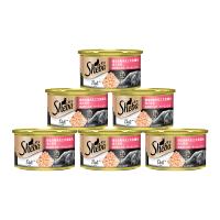 希宝精选汤汁系列 成猫 宠物零食鸡胸肉及三文鱼罐头85g*6