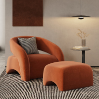 小户型羊羔绒弧形单人沙发椅简约休闲设计师客厅布艺网红接待沙发