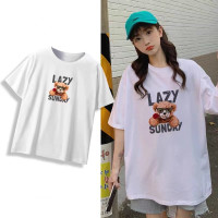ins夏季新款男女同款宽松小熊印花纯棉T恤
