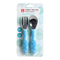gb好孩子 430不锈钢 叉勺套装 儿童便携餐具 粉蓝