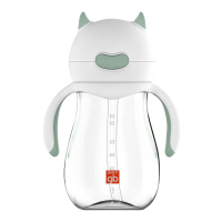 gb好孩子 儿童水杯 宝宝学饮杯 TRITAN吸嘴杯 带手柄 小饿魔系列 320ml 灰绿 H80275