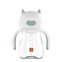 gb好孩子 儿童水杯 宝宝学饮杯 吸嘴杯 TRITAN水杯 带手柄 小饿魔系列 240ml 灰绿