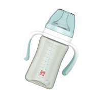 gb好孩子奶瓶新生婴儿ppsu耐摔宽口径防胀气宝宝吸管奶瓶带手柄简约系列 180ml灰绿色