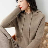 连帽卫衣针织衫外套女2022秋冬新款外穿毛衣打底长袖纯色上衣