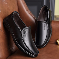 老人头 层 牛皮透气皮鞋男春季父男士休闲中老年软底爸爸鞋