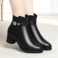 马丁靴女秋季2023新款百搭时尚侧拉链金属扣粗跟厚底女士户外短