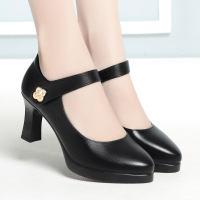 旗袍模特走秀鞋粗跟舒适不累脚高跟女鞋鞋厚底防水台女士单鞋