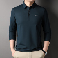 长袖T恤男装2023春季新款韩版休闲半开领中青年潮流薄款纯色上衣