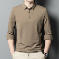 2023春季新款长袖t恤男士薄款翻领休闲纯色中年人爸爸装男polo衫