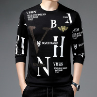 2023春秋季字母印花卫衣时尚休闲新款圆领套头男长袖上衣