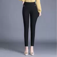 中老年妈妈裤子春秋装新款高腰直筒休闲长裤外穿中年女小脚紧身