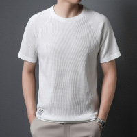 2023夏季薄款男t恤中年新款短袖纯色圆领POLO衫时尚潮流休闲