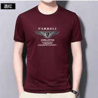 2023夏季新款时尚休闲短袖t恤薄款透气圆领字母青年男装T恤衫