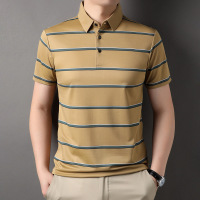 2023年夏季新款POLO衫男士时尚休闲条纹中青年翻领短袖T恤衫