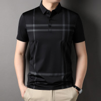 2023夏季新款男士短袖中青年时尚休闲条纹薄款T恤polo衫