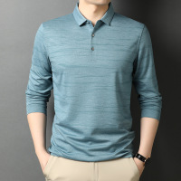 2023春秋季新款休闲男士长袖潮流翻领中青年上衣条纹式POLO衫